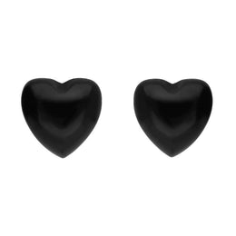 Sterling Silver Whitby Jet Heart Stud Earrings E2515