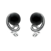 Sterling Silver Whitby Jet Round Twist Stud Earrings E2516