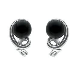 Sterling Silver Whitby Jet Round Twist Stud Earrings E2516