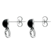 Sterling Silver Whitby Jet Round Twist Stud Earrings E2516