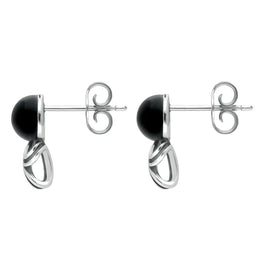 Sterling Silver Whitby Jet Round Twist Stud Earrings E2516
