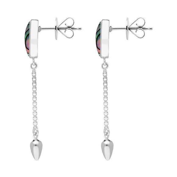 00181098 Sterling Silver Abalone Lineaire Medium Drop Stud Earrings, E2241.