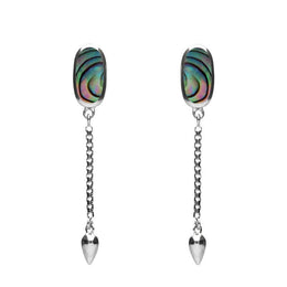00181098  Sterling Silver Abalone Lineaire Medium Drop Stud Earrings, E2241.