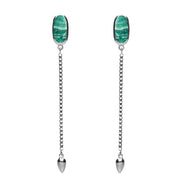 Sterling Silver Amazonite Lineaire Long Drop Stud Earrings. E2240.