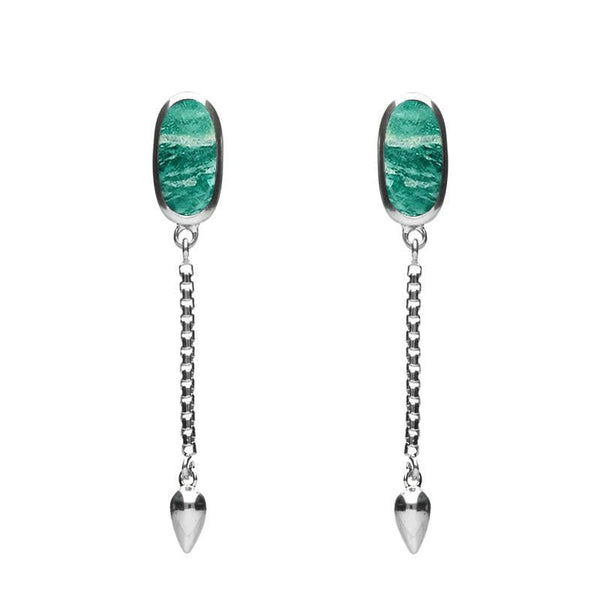 00181100  Sterling Silver Amazonite Lineaire Medium Drop Stud Earrings, E2241.