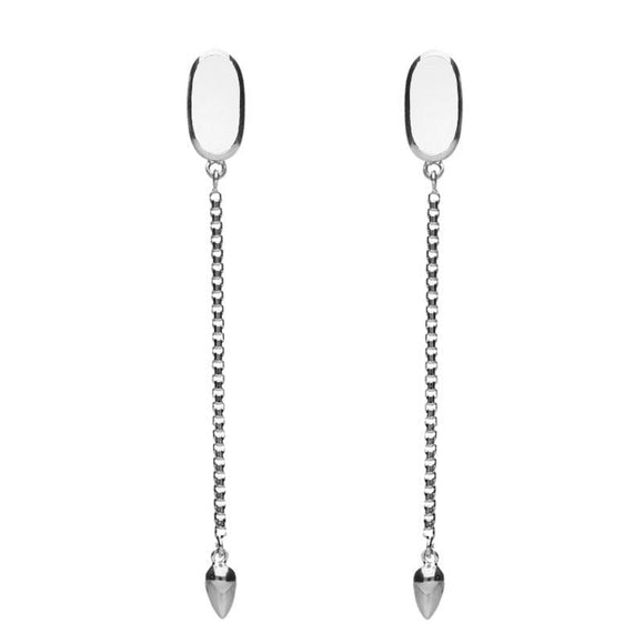 Sterling Silver Bauxite Lineaire Long Drop Stud Earrings, E2240.