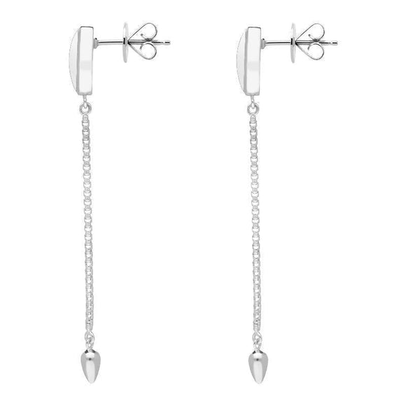 Sterling Silver Bauxite Lineaire Long Drop Stud Earrings, E2240.