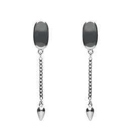 00181120 Sterling Silver Hematite Lineaire Medium Drop Stud Earrings, E2241.