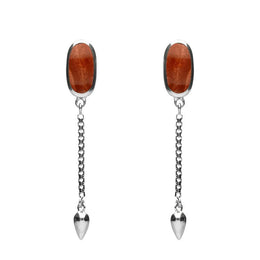 00181122  Sterling Silver Jasper Lineaire Medium Drop Stud Earrings, E2241.