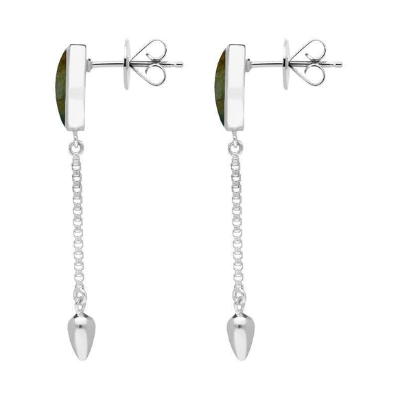 00181124 Sterling Silver Labradorite Lineaire Medium Drop Stud Earrings, E2241.