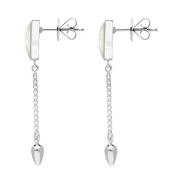 00181132 Sterling Silver White Mother of Pearl Lineaire Medium Drop Stud Earrings, E2241.