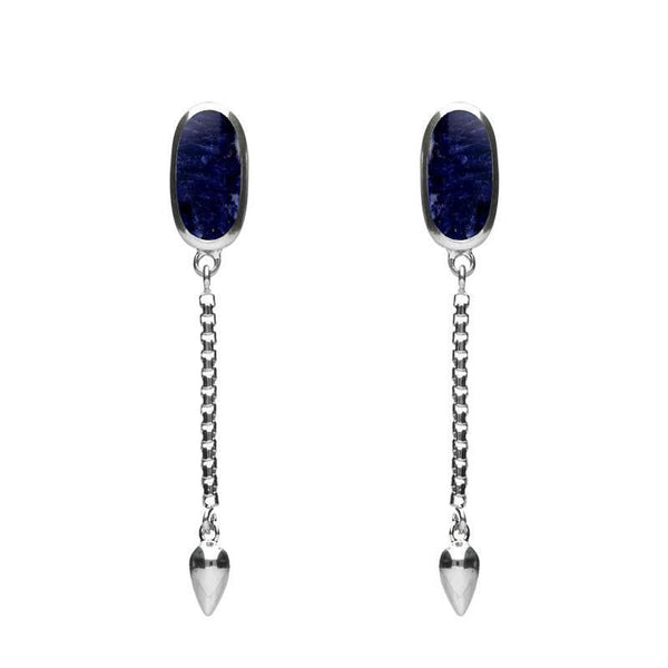00181148 Sterling Silver Sodalite Lineaire Medium Drop Stud Earrings, E2241.