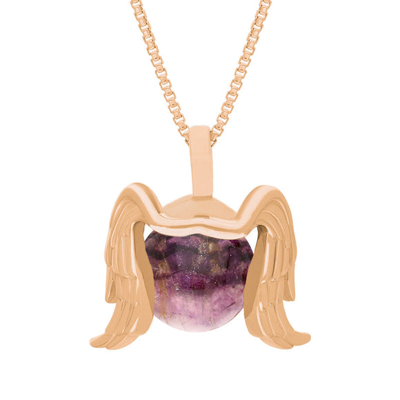 18ct Rose Gold Blue John Zodiac Virgo 10mm Bead Pendant, P3628.