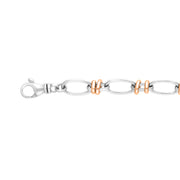 18ct Rose Gold Sterling Silver Handmade Cable Chain Bracelet