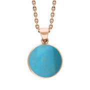 18ct Rose Gold Turquoise Plain Round Necklace P1541