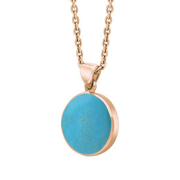 18ct Rose Gold Turquoise Plain Round Necklace P1541