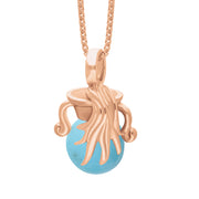 18ct Rose Gold Turquoise Zodiac Aquarius 10mm Bead Pendant