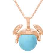 18ct Rose Gold Turquoise Zodiac Cancer 10mm Bead Pendant, P3625.