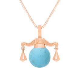 18ct Rose Gold Turquoise Zodiac Libra 10mm Bead Pendant, P3617.