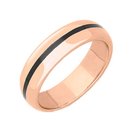 18ct Rose Gold Whitby Jet 1mm Stone Inlaid Wedding Band Ring, R623
