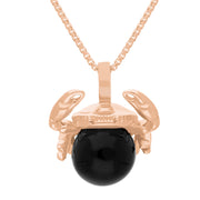 18ct Rose Gold Whitby Jet Zodiac Cancer 10mm Bead Pendant, P3625.