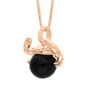 18ct Rose Gold Whitby Jet Zodiac Cancer 10mm Bead Pendant, P3625.