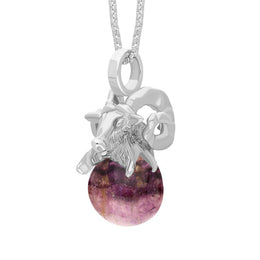 18ct White Gold Blue John Zodiac Aries 10mm Bead Pendant, P3620.