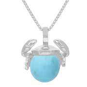 18ct White Gold Turquoise Zodiac Cancer 10mm Bead Pendant, P3625.