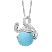 18ct White Gold Turquoise Zodiac Cancer 10mm Bead Pendant, P3625.