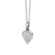 18ct White Gold Bauxite Flore Filigree Small Heart Necklace. P3629._2