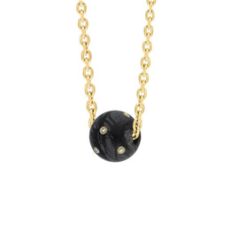 18ct Yellow Gold Diamond Onyx  Bead Charm D