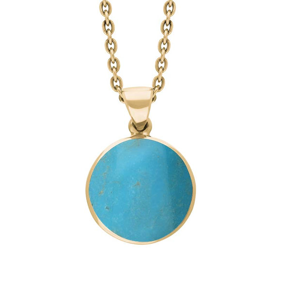 18ct Yellow Gold Turquoise Plain Round Necklace P1541