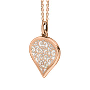 18ct Rose Gold Bauxite Flore Filigree Medium Heart Necklace. P3630._2