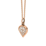 18ct Rose Gold Bauxite Flore Filigree Small Heart Necklace. P3629._2