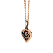 18ct Rose Gold Blue Goldstone Flore Filigree Small Heart Necklace. P3629._2