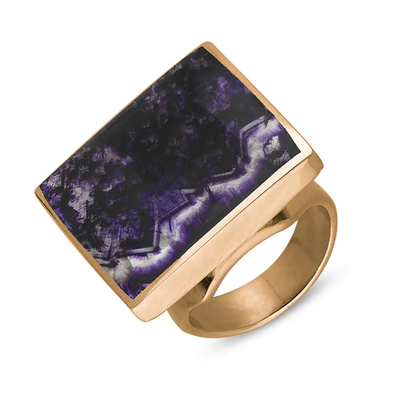 18ct Rose Gold Blue John Hallmark Medium Square Ring. R604_FH.