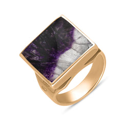 18ct Rose Gold Blue John Hallmark Small Square Ring. R603_FH.