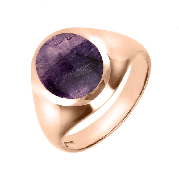 18ct Rose Gold Blue John Medium Oval Signet Ring, R189.