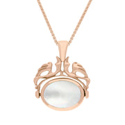18ct Rose Gold Blue John Mother Of Pearl Double Sided Oval Swivel Fob Necklace, P104_4_2.