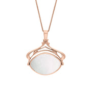 18ct Rose Gold Blue John Mother Of Pearl Marquise Swivel Fob Necklace