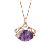 18ct Rose Gold Blue John Mother Of Pearl Marquise Swivel Fob Necklace, P115_10.
