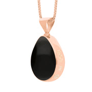 18ct Rose Gold Blue John Whitby Jet Hallmark Double Sided Pear-shaped Necklace