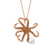 18ct Rose Gold Freshwater Pearl Bead Octopus Necklace, P3410.