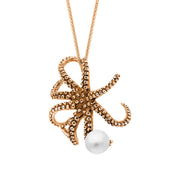 18ct Rose Gold Freshwater Pearl Bead Octopus Necklace
