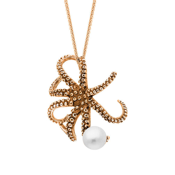 18ct Rose Gold Freshwater Pearl Bead Octopus Necklace