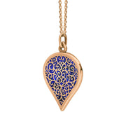 18ct Rose Gold Lapis Lazuli Flore Filigree Large Heart Necklace. P3631._2