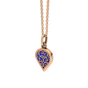 18ct Rose Gold Lapis Lazuli Flore Filigree Small Heart Necklace. P3629._2