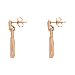 18ct Rose Gold Mother Of Pearl 0.02ct Diamond Pebble Shape Drop Earrings, E338_2.