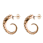 18ct Rose Gold Tentacle Hoop Earrings