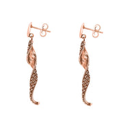 18ct Rose Gold Tentacle Twist Drop Earrings
